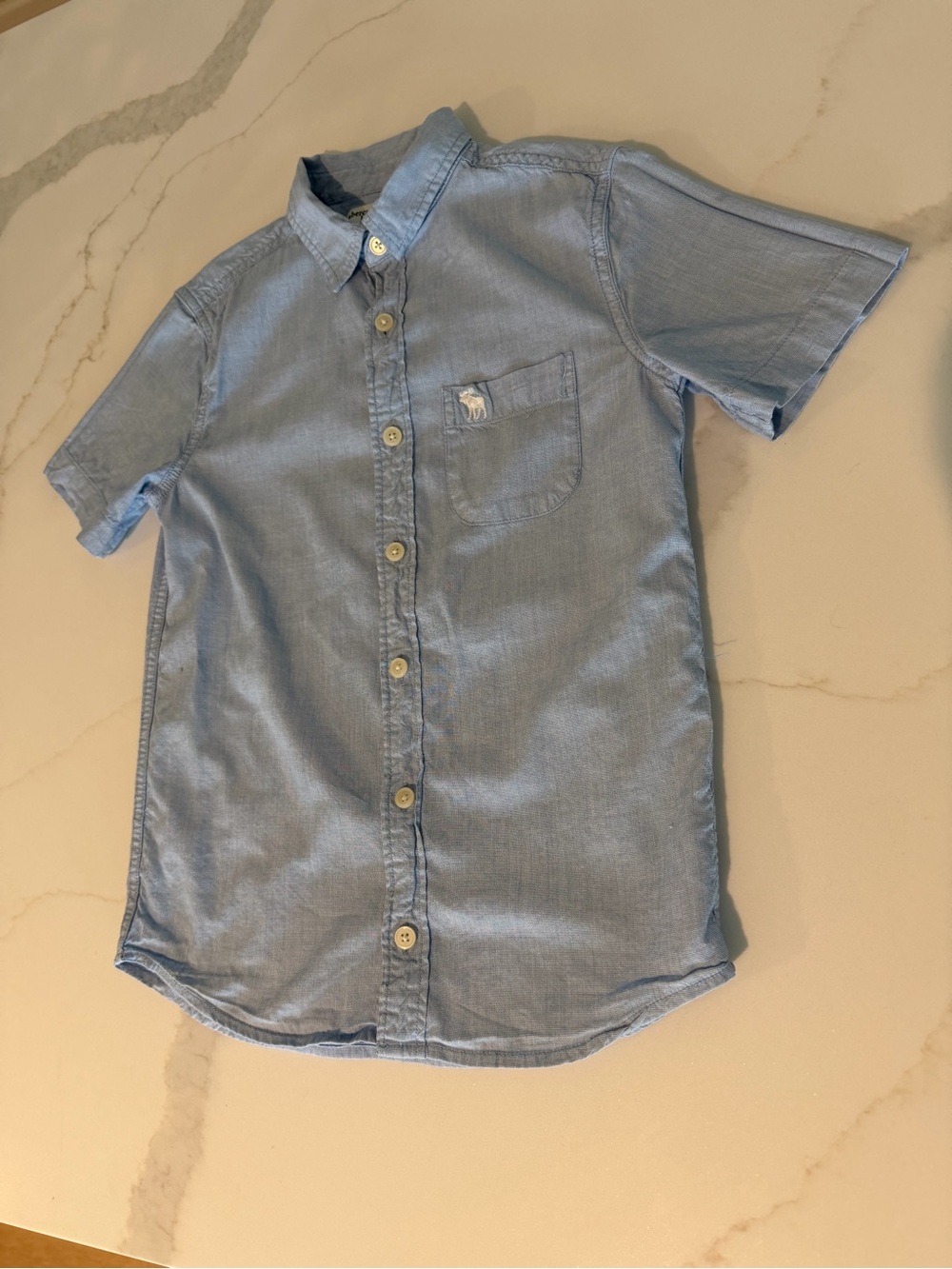 abercrombie kids light blue short sleeve button-down shirt